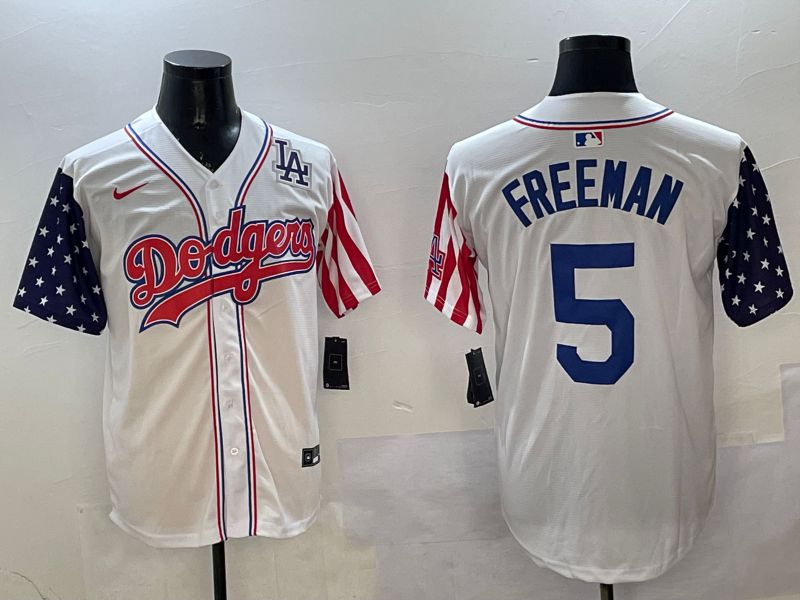 Men Los Angeles Dodgers 5 Freeman White a generation of national flags Joint name 2025 Nike MLB Jersey style 7